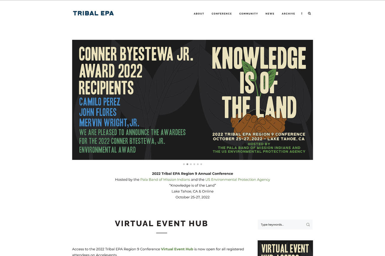Indigemedia David Bernie Native American Indigenous Graphic Web Design Photography Logos Art Blog Tribal EPA Region 9 Conference Website